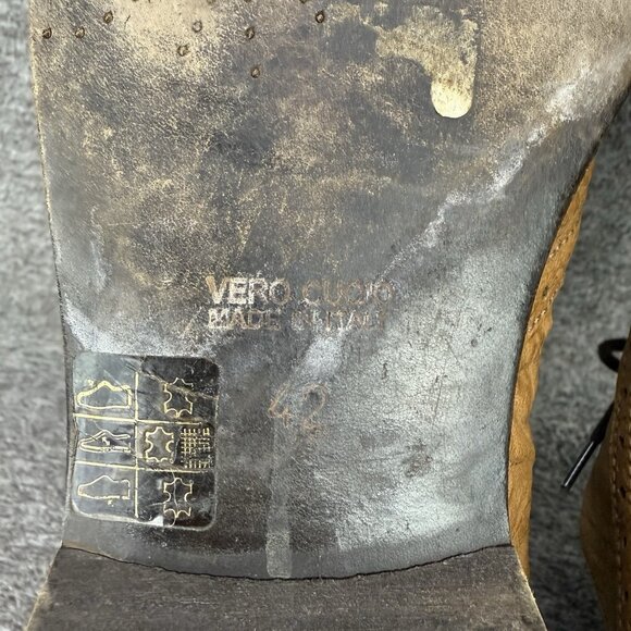 ✅Aldo Oxfords Men’s 9 Soft Brown Leather Wingtip Embroidered Lace Up Dress Shoes - Picture 4 of 11